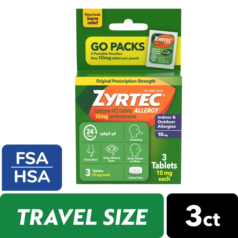 Zyrtec 24 Hour Allergy 10mg Tablets 3 Count