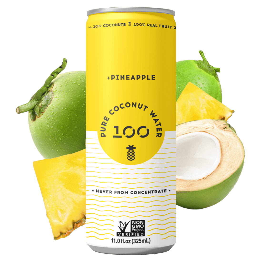 100 Coconuts Pure Coconut Water + Pineapple 11oz