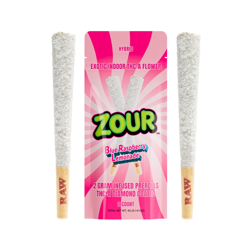 Zour Stash Blue Raspberry Lemonade 2 Gram Coated Pre-Rolls